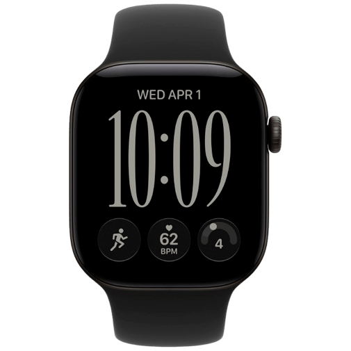 Apple Watch Series 12 42mm Zwart (Zwarte Rubberen Band S/M)