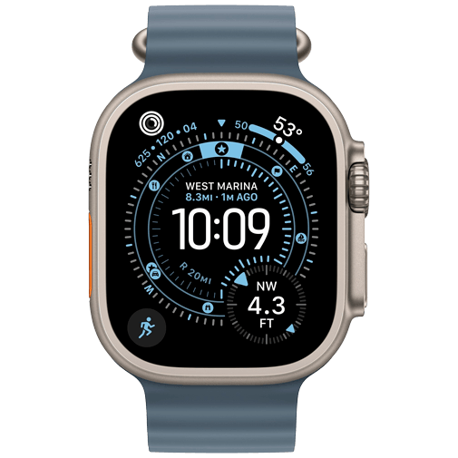 Apple Watch Ultra 3 49mm Titanium (Blauwe Rubberen Band)