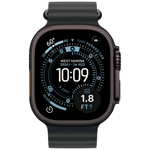 Apple Watch Ultra 3 49mm Zwart (Zwarte Rubberen Band)