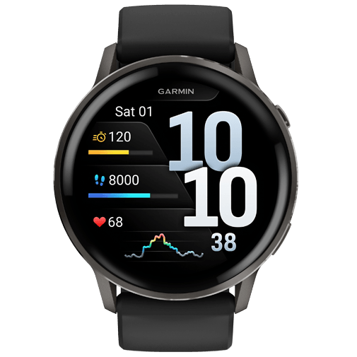 Garmin Venu 4 45mm Zwart (Zwarte Siliconenband)