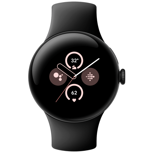 Google Pixel Watch 2 Zwart (Zwarte Siliconenband)
