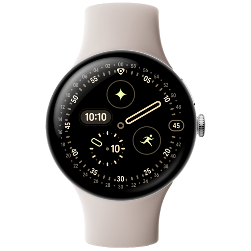 Google Pixel Watch 4 45mm Zilver (Beige Band)